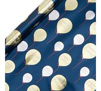 Glick Luxury Roll Wrap, Balloons Happy Birthday Wrapping Paper, Perfect for Boys and Men, Birthday Balloons Paper, 2 metres x 70 cms, Blue