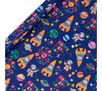Glick Luxury Roll Wrap, Rocket Boy, Wrapping Paper 2 metres x 70 cms, Suitable for Birthdays & Other Celebrationsfor Boys, Blue