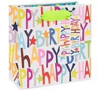 Glick Luxury Small Gift Bag, Paper Salad Happy Birthday Bag, Suitable for Smaller Presents such as Perfume and Jewellery, 140x140x60mm, Multi-Colour