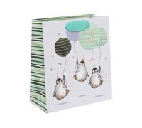 Glick Medium Gift Bag, Birthday Penguins, 225 x 200 x 100 mm, Luxury Recyclable Bag for Birthdays & Celebrations