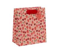 Glick Medium Gift Bag, Cherry Strawberries, 225 x 200 x 100 mm, Luxury Recyclable Bag for Birthdays & Celebrations, Pink & Red