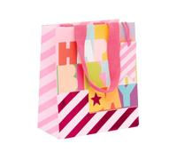 Glick Medium Gift Bag, Fluorescent Fuschia, 225 x 200 x 100 mm, Luxury Recyclable Bag for Birthdays & Celebrations, Pink