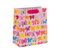 Glick Medium Gift Bag, Flutterbies, 225 x 200 x 100 mm, Luxury Recyclable Bag for Birthdays & Celebrations