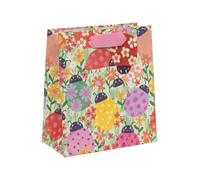 Glick Medium Gift Bag, Loveable Ladybirds, 225 x 200 x 100 mm, Luxury Recyclable Bag for Birthdays & Celebrations, Red