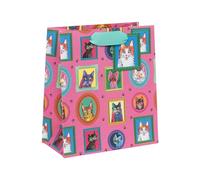 Glick Medium Gift Bag, Mr Pickle Puss, 225 x 200 x 100 mm, Luxury Recyclable Bag for Birthdays & Celebrations, Pink