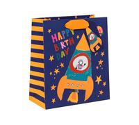 Glick Medium Gift Bag, Rocket Boy, 225 x 200 x 100 mm, Luxury Recyclable Bag for Birthdays & Celebrations, Blue