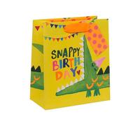 Glick Medium Gift Bag, Snappy Crocodile Birthday, 225 x 200 x 100 mm, Luxury Recyclable Bag for Birthdays & Celebrations