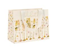 Glick Medium Landscape Gift Bag, Flutes, 175 x 225 x 100 mm, Luxury Recyclable Bag for Birthdays, Wedding, Anniversary & Engagement