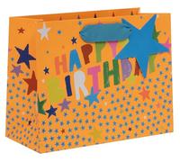 Glick Medium Landscape Gift Bag - Happy Birthday Stars Design - 225 x 175 x 100mm, M