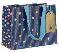 Glick Medium Landscape Gift Bag - Star Garland Navy Design - 225 x 175 x 100mm, M