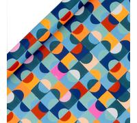 Glick - Mod Blocks Wrapping Paper Roll, for Birthdays and Other Celebrations, Gift Wrapping, Arts & Crafts, 4 metres x 70 cm, Blue Multi