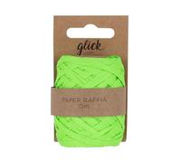 Glick Neon Green Paper Raffia Ribbon, Perfect for Gift Wrapping and Arts and Crafts, 15 Metres Ribbon, Recyclable