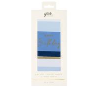 Glick Patterned Tissue Paper - Birthday Stripe Blue - 500 x 750mm - 4 Sheets