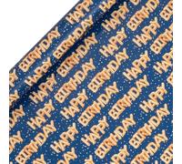 Glick Roll Wrap, Happy Birthday Helium Blue, Wrapping Paper 4 metres x 70 cms, Birthday Paper for Him