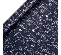 Glick Roll Wrap, Happy Birthday Script Blue, Wrapping Paper 4 metres x 70 cms, Blue Birthday Paper