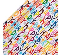 Glick RPS117 Luxury Roll Wrap, Multi-coloured Happy Birthday Wrapping Paper, Perfect for Gift Wrapping, Birthday Multi-coloured Wrapping Paper, Wrapping Paper Birthday, 4M x 700MM