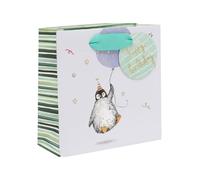 Glick Small Birthday Penguin Gift Bag, Luxury Recyclable Bag for Special Gifts, 14 x 14 x 6 cm, Ideal for those Tiny Precious Gifts, Multi-Coloured