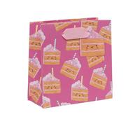 Glick Small Cakey Pink Gift Bag, Luxury Recyclable Bag for Special Tiny Gifts, 14 x 14 x 6 cm, Ideal for Birthdays & Celebrations, Pink