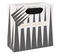 Glick Small Luxury Gift Bag, Geometric Design, Suitable for Birthdays, Father's Day and Any Occasion, 140w x 140h x 60d mm, Black & White