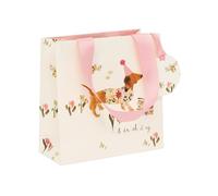 Glick Small Sausage Dog Floral Gift Bag, Luxury Recyclable Bag for Special Gifts, 14 x 14 x 6 cm, Ideal for Birthdays & Celebrations, Multi-Coloured