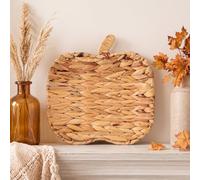 GliCraft 12 Inch Hand Woven Fall Pumpkin Tray Cattail Leaf Pumpkin Decorative Tray Handwoven Autumn Pumpkins Basket Farmhouse Boho Rustic Accent Table Centerpiece for Indoor Home Table Decor