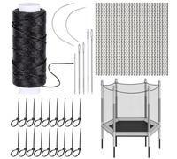 GliCraft 29 Pcs Trampoline Net Repair Kit Include 54 Yards Waxed Thread with 7 Pcs Upholstery Needles 36 x 12 Inch New Patches 20 Nylon Zip Ties Simple Convenient Repair of Trampoline Protective Net