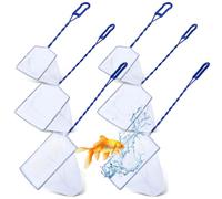GliCraft 6 Pack Aquarium Fish Nets Blue Soft Fine Nylon Mesh with Spiral Plastic Handle & Iron Frame, Durable Fish Catch Net for Tank Cleaning, Fry, Pond and Stream(4 in,6 in,8 in)