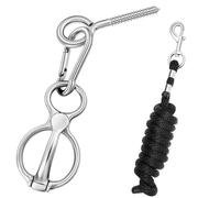 GliCraft Tie Ring for Horses with 8.2 ft Lead Rope, Stainless Steel Horse Tack and Supplies Training Equipment Accessories