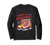 Glide Into Christmas Ice Skates Snowflakes Long Sleeve T-Shirt