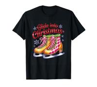 Glide Into Christmas Ice Skates Snowflakes T-Shirt