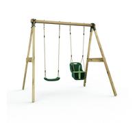 Glide Wooden Double Swing Set with Two Swing Seats - Tulip (Dark Green Belt & Baby Swings) Rebo Green One Size