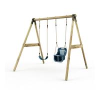Glide Wooden Double Swing Set with Two Swing Seats - Tulip (Navy Blue Belt & Baby Swings) Rebo Dark Blue One Size