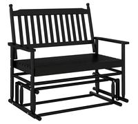 (black) vidaXL Glider Bench Rocking Bench Outdoor Bench Garden Bench Solid Wood Poplar
