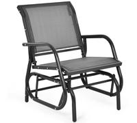 Glider Chair Metal Frame Swing Rocking Chair Armchair Outdoor Indoor Gymax Grey One Size