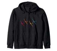 Glider Pilot Retro Plane Glider Airplane Sailplane Gliding Zip Hoodie