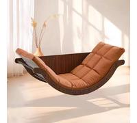 Glider Rocking Chair with Cushion Rocking Chair Sled Principle Base Modern Wooden Rocking Lounge Chair Multifunctional Lazy Lounge Chair for Living Room Bedroom Nursery Balcony(Walnut+orange)