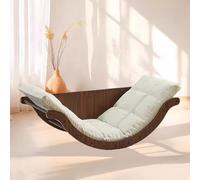 Glider Rocking Chair with Cushion Rocking Chair Sled Principle Base Modern Wooden Rocking Lounge Chair Multifunctional Lazy Lounge Chair for Living Room Bedroom Nursery Balcony(Walnut+orange)