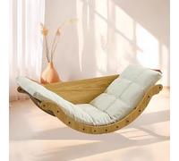 Glider Rocking Chair with Cushion Rocking Chair Sled Principle Base Modern Wooden Rocking Lounge Chair Multifunctional Lazy Lounge Chair for Living Room Bedroom Nursery Balcony(Walnut+orange)