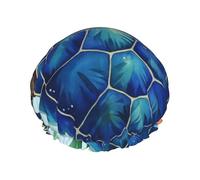 Gliding Blue Sea Turtles Double Layer Waterproof Shower Cap Reusable Bonnet Elastic Band Hat