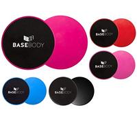 Gliding Discs - Pink or Blue or Black - Core Sliders - Exercise Discs - Reversible for use on Carpet or Hard Floors - Core Trainer - Core Slider- Abdominal workout - Crossfit - by Basebody (Red)