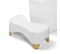 Gligam Squatting Toilet Stool, Poop Stool for Bathroom,Bearing 550 lbs Weight,Toilet Step Stool, Potty Stool for Adults and Kids,Non-Slip Simple Design,7 Tall (White/Bamboo)