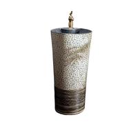 GLigeT Bathroom Pedestal Sink Ceramic Bathroom Pedestal Sink Outdoor One Piece Wash Basin With Faucet And Drain Kit Freestanding Sink Vanity