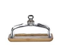 GLigeT Butter Container Wooden Butter Dish with Glass Lid Cheese Box Butter Cheese Snack Snack Plate Cake Dessert Display butter dish with lid
