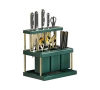 GLigeT Caddy Kitchen Utensils Holder Multi-Function Cutlery Drainer Rack Space Saving Utensil Organizer Holder(Green)