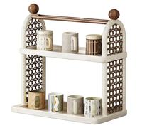 GLigeT Desktop Cup Holder Storage Table top Double-Layer Display Rack Placement Kitchen(White)