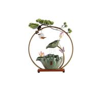 GLigeT Desktop Fountain Flowing Water Circulation Ornaments Desktop Fountain Ceramic Lotus Desktop Decorations Tabletop Fountains