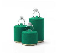 GLigeT jewelry display stand Jewelry Ring Stand Holder Display Set Green Velvet Ring Display Stand 3 Piece Cylinder Ring Display Jewelry Stand Pedestals Display Necklace Stand Display