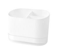 GLigeT kitchen utensil holder Plastic Utensil Holder Cutlery Drainer Sink Caddy, Spoon Chopsticks Fork Drain Rack Cutlery Storage Holder Organizer with 3 Compartments Cooking Utensil Holder(White)