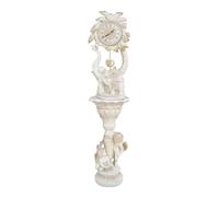GLigeT Office Floor Standing Clock Vertical Ornaments Table New Chinese Aged Finished Metal Decor Home(White)