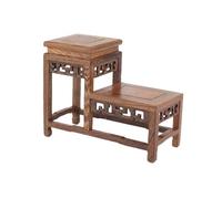 GLigeT Oriental High Low Steps Bonsai Display Shelf Hollow Out Carving Wood Decoracion Platform Display(Small)